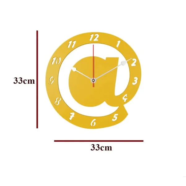 Arroba Logo in Yellow Color Wooden Wall Clock - Image 2