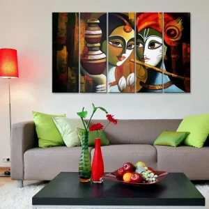 Radha Krishna Wooden Framed