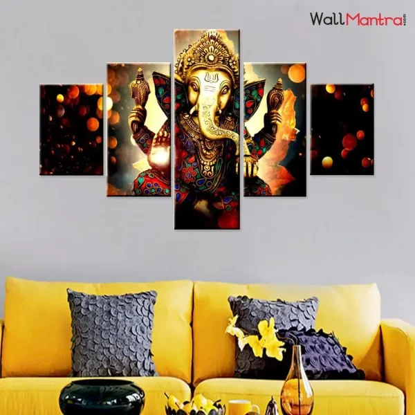 Lord Ganesha Canvas Wall Painting - Image 2
