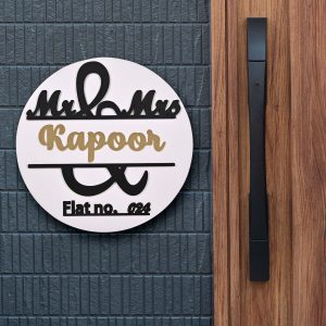Beautiful Mr & Mrs Customized Wooden Name Plate For Apartment