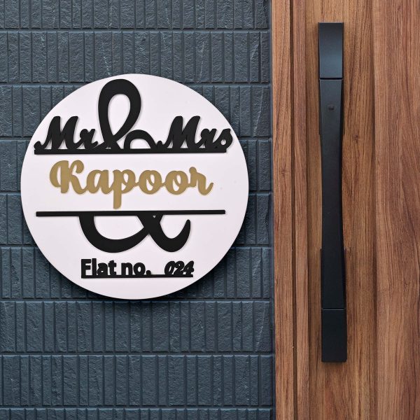 Beautiful Mr & Mrs Customized Wooden Name Plate For Apartment