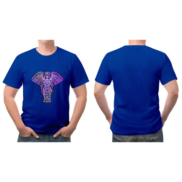 Royal Elephant Unisex Blue T-Shirt - Image 2