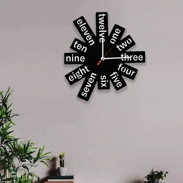 Numbers Shape in Black Color Wooden Wall Clock - Image 3