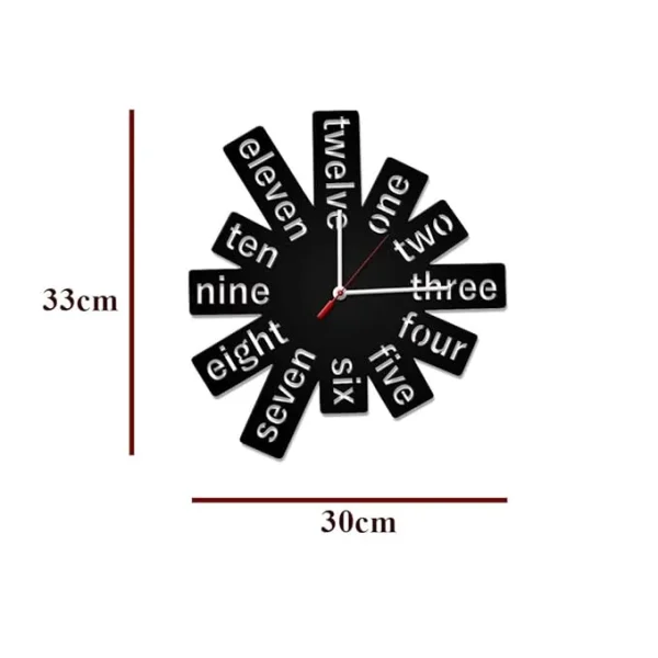 Numbers Shape in Black Color Wooden Wall Clock - Image 2